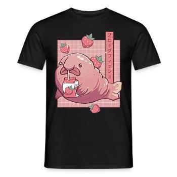 Kawaii Blobfish Lait de fraise japonais - T-shirt homme - noir - Devant - AI Model Male 178 light (178cm)