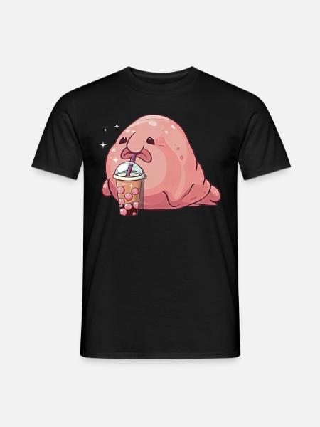 Kawaii Blobfish Boba Bubble Milk Tea - Men's T-Shirt - black