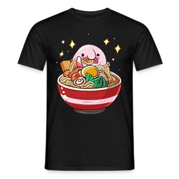 Kawaii Blob Fish Ramen Nouilles Cuisine Japonaise - T-shirt homme - noir - Devant - AI Model Male 178 light (178cm)