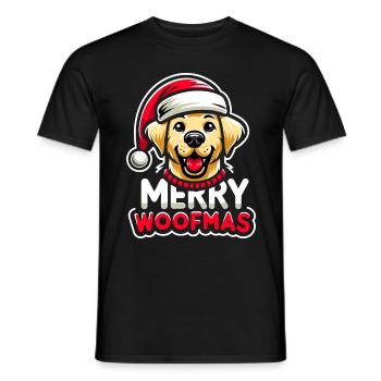 Christmas dog Merry Woofmas Christmas Labrador - Men's T-Shirt - black - Front - AI Model Male 178 light (178cm)