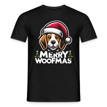 Christmas Dog Merry Woofmas Christmas Beagle - Men's T-Shirt - black - Front - AI Model Male 178 light (178cm)