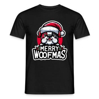 Chien de Noël Merry Woofmas Bouledogue de Noël - T-shirt homme - noir - Devant - AI Model Male 178 light (178cm)