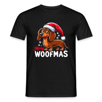 Weihnachtshund Merry Woofmas Weihnachtsdackel - Männer T-Shirt - Schwarz - Vorne - AI Model Male 178 light (178cm)