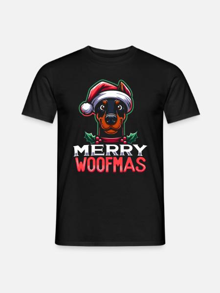 Chien de Noël Merry Woofmas Noël Doberman - T-shirt homme - noir