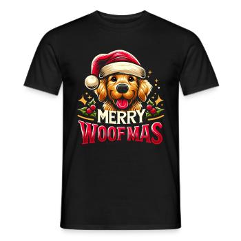 Christmas Dog Merry Woofmas Christmas Golden - Men's T-Shirt - black - Front - AI Model Male 178 light (178cm)