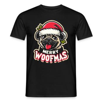 Weihnachtshund Merry Woofmas Weihnachtsmops - Männer T-Shirt - Schwarz - Vorne - AI Model Male 178 light (178cm)