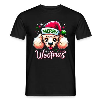 Caniche de Noël du chien de Noël Merry Woofma - T-shirt homme - noir - Devant - AI Model Male 178 light (178cm)
