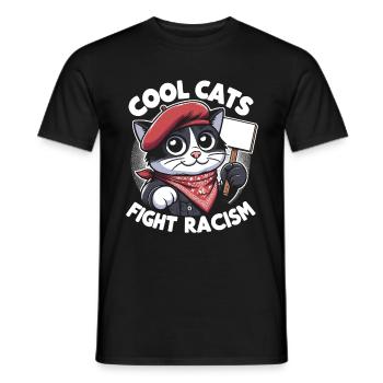 Les chats luttent contre le racisme antiracisme - T-shirt homme - noir - Devant - AI Model Male 178 light (178cm)