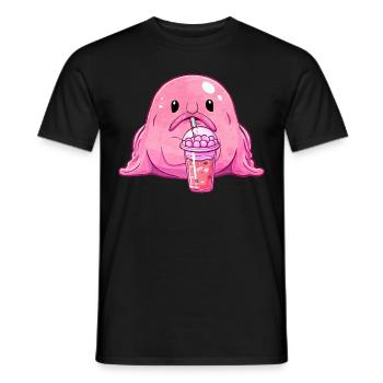 Kawaii Blobfish rose Boba Bubble Milk Tea - T-shirt homme - noir - Devant - AI Model Male 178 light (178cm)