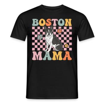 Groovy Boston Terrier Mom - Men's T-Shirt - black - Front - AI Model Male 178 light (178cm)