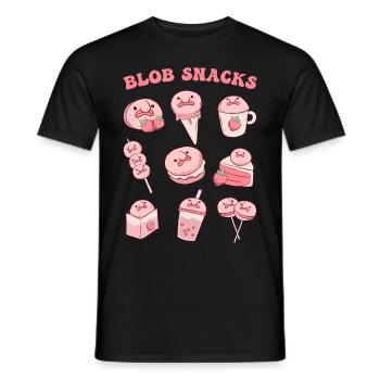Kawaii Blobfish Strawberry Snacks - Men's T-Shirt - black - Front - AI Model Male 178 light (178cm)