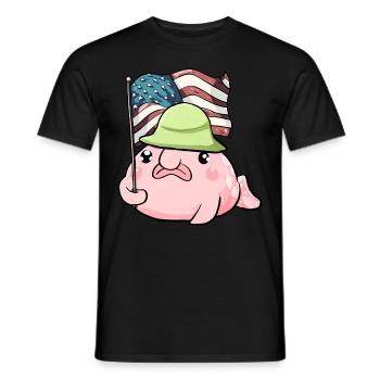 Kawaii patriotique Blobfish 4 juillet drapeau américain - T-shirt homme - noir - Devant - AI Model Male 178 light (178cm)
