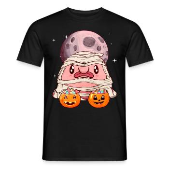 Kawaii Halloween Blobfish Mummy Pumpkin - Men's T-Shirt - black - Front - AI Model Male 178 light (178cm)