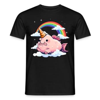 Kawaii Blobfisch Einhorn Regenbogen - Männer T-Shirt - Schwarz - Vorne - AI Model Male 178 light (178cm)