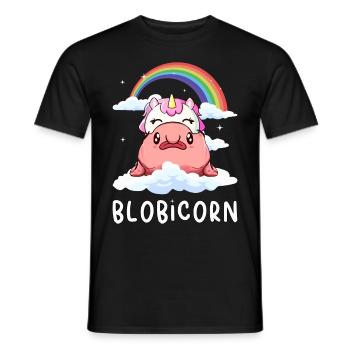 Kawaii Blobfisch Einhorn Regenbogen - Männer T-Shirt - Schwarz - Vorne - AI Model Male 178 light (178cm)