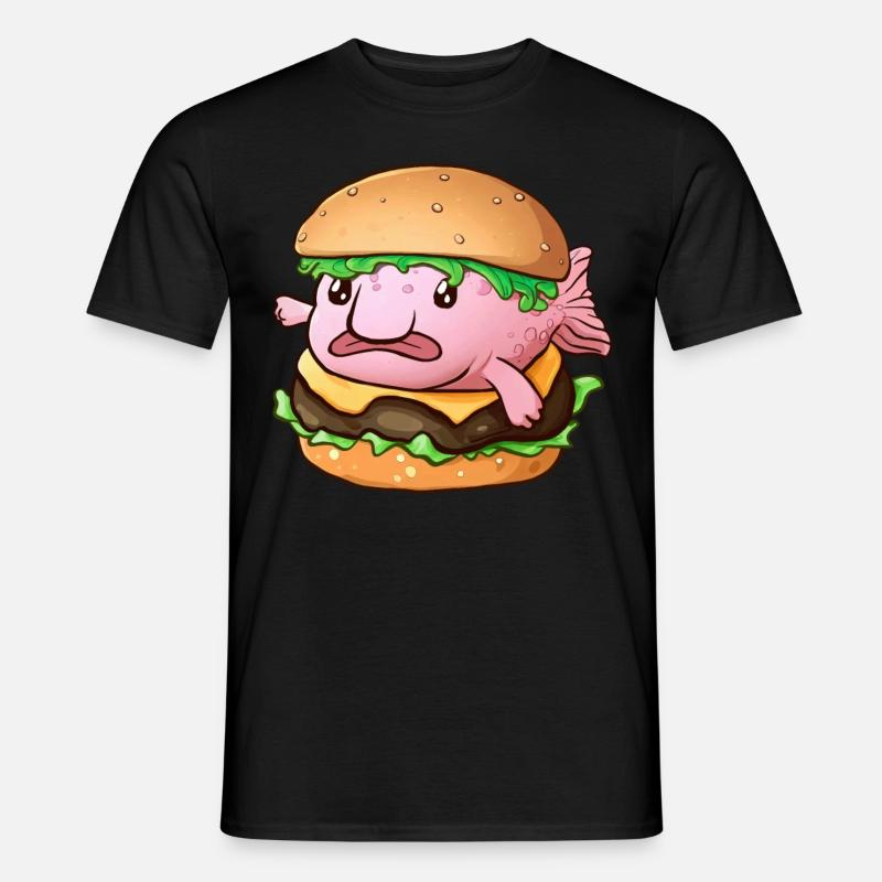 Lustiger Blobfisch-Hamburger - Männer T-Shirt - Schwarz