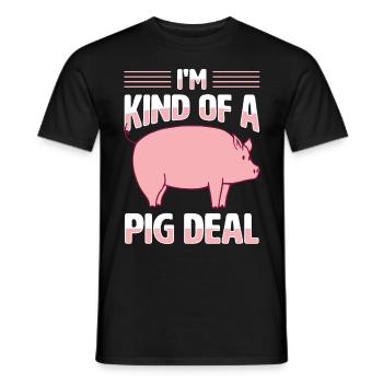 Pig Domestic Pig Poop-bellied Pig - Men's T-Shirt - black - Front - AI Model Male 178 light (178cm)