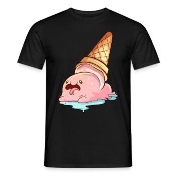 Kawaii Blobfish Melting Ice Cream - Men's T-Shirt - black - Front - AI Model Male 178 light (178cm)