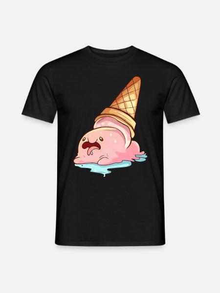 Kawaii Blobfish Melting Ice Cream - Men's T-Shirt - black