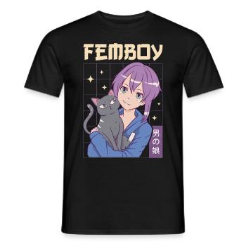 Femboy Crossdressing Crossdresser MTF Anime - Men's T-Shirt - black - Front - AI Model Male 178 light (178cm)