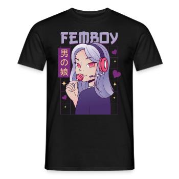 Femboy Crossdressing Crossdresser MTF Anime - Men's T-Shirt - black - Front - AI Model Male 178 light (178cm)