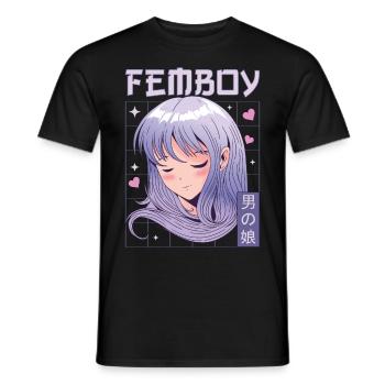 Femboy Crossdressing Crossdresser MTF Anime - Men's T-Shirt - black - Front - AI Model Male 178 light (178cm)