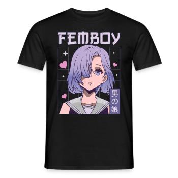 Femboy Crossdressing Crossdresser MTF Anime - Men's T-Shirt - black - Front - AI Model Male 178 light (178cm)