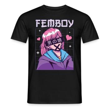 Femboy Crossdressing Crossdresser MTF Anime - Men's T-Shirt - black - Front - AI Model Male 178 light (178cm)