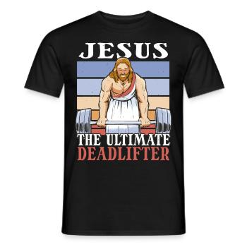 Jesus Der ultimative Kreuzheber - Kreuzheben im Fitnessstudio - Männer T-Shirt - Schwarz - Vorne - AI Model Male 178 light (178cm)