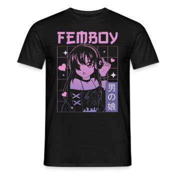 Femboy Crossdressing Crossdresser MTF Anime - Men's T-Shirt - black - Front - AI Model Male 178 light (178cm)