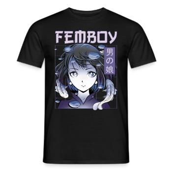 Femboy Crossdressing Crossdresser MTF Anime - Men's T-Shirt - black - Front - AI Model Male 178 light (178cm)