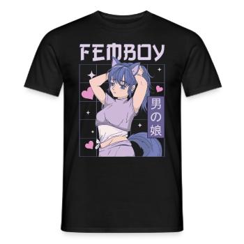 Femboy Crossdressing Crossdresser MTF Anime - Men's T-Shirt - black - Front - AI Model Male 178 light (178cm)