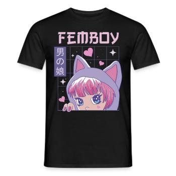 Femboy Crossdressing Crossdresser MTF Anime - Men's T-Shirt - black - Front - AI Model Male 178 light (178cm)