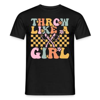 Groovy Axtwerfendes Mädchen - Männer T-Shirt - Schwarz - Vorne - AI Model Male 178 light (178cm)