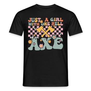 Groovy Axtwerfendes Mädchen - Männer T-Shirt - Schwarz - Vorne - AI Model Male 178 light (178cm)