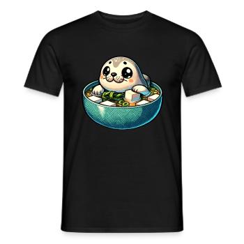 Sea Animal, Sea Animal, Ocean, Miso, Soup, Seal - Men's T-Shirt - black - Front - AI Model Male 178 light (178cm)