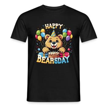 Célébrant de fête de l’amant de l’ours heureux - T-shirt homme - noir - Devant - AI Model Male 178 light (178cm)