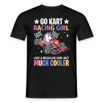 Weibliche Go Kart-Rennfahrerin Go Karting Girl - Männer T-Shirt - Schwarz - Vorne - AI Model Male 178 light (178cm)