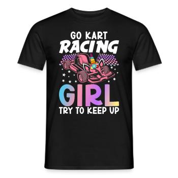 Weibliche Go Kart-Rennfahrerin Go Karting Girl - Männer T-Shirt - Schwarz - Vorne - AI Model Male 178 light (178cm)