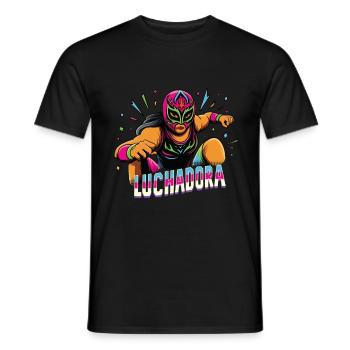 Mexikanischer Wrestling Wrestler Lucha Libre Maske - Männer T-Shirt - Schwarz - Vorne - AI Model Male 178 light (178cm)