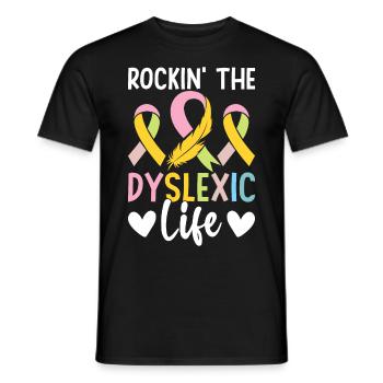 Funny Dyslexia Awareness Dyslexic - Men's T-Shirt - black - Front - AI Model Male 178 light (178cm)