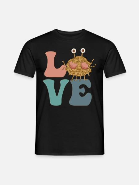 Fliegendes Spaghettimonster Pastafarian FSM - Männer T-Shirt - Schwarz
