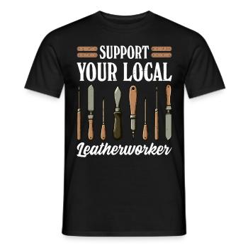 Leatherwork, Stamping, Craftsman, Leatherworker - Men's T-Shirt - black - Front - AI Model Male 178 light (178cm)