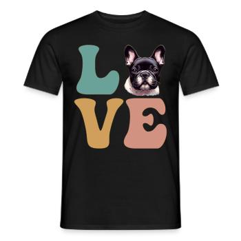 Bouledogue français Frenchie amoureux des chiens - T-shirt homme - noir - Devant - AI Model Male 178 light (178cm)