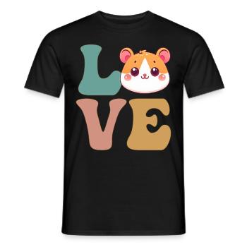 Cute Hamster Hammy - Men's T-Shirt - black - Front - AI Model Male 178 light (178cm)