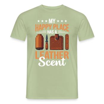 Leatherwork Enthusiast Leather Embossing - Men's T-Shirt - sage - Front - AI Model Male 178 light (178cm)