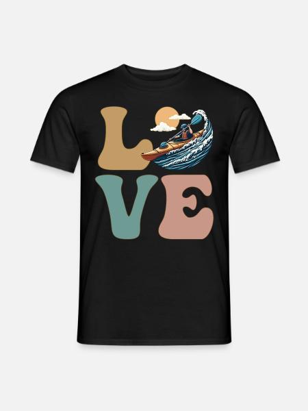 Kajak Kajakfahrer - Männer T-Shirt - Schwarz