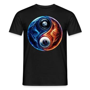 Yin Yang Wasserfeuer - Männer T-Shirt - Schwarz - Vorne - AI Model Male 178 light (178cm)