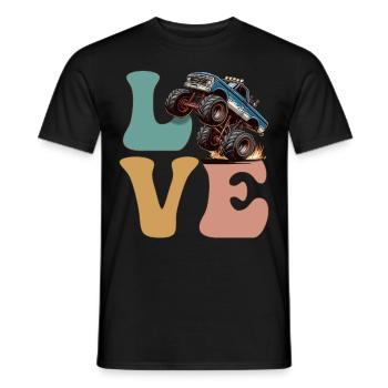 Monster Truck LOVE Groovy - Men's T-Shirt - black - Front - AI Model Male 178 light (178cm)