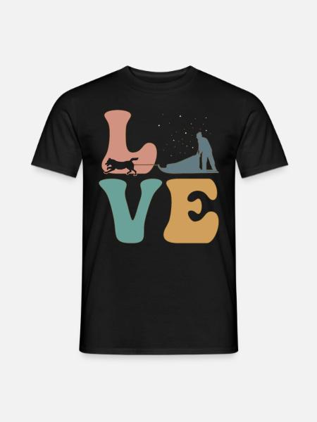 Mushing Schlittenhund Schlittenhundeführer - Männer T-Shirt - Schwarz